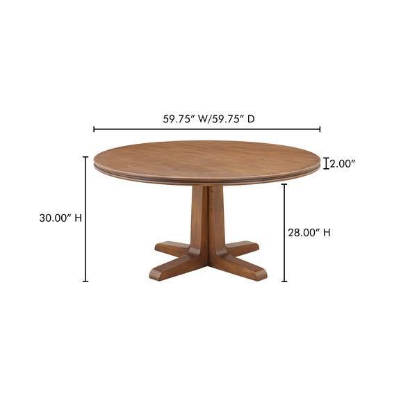 Moe's Home Charles Dining Table - Classic Solid Pine Design With Double Bullnose Edge, Seats 6, Unique Finish Brown Solid Pine Edge With Pine Veneer Over Plywood Top,Solid Pine Base Vl-1087-03-0