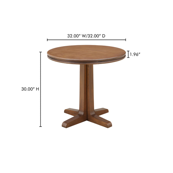 Moe's Home Charles Cafe Table - Timeless Design With Solid Pine And Elegant Double Bullnose Edge For Every Space Brown Solid Pine Edge With Pine Veneer Over Plywood Top,Solid Pine Base Vl-1088-03-0