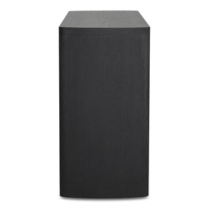 Moe's Home William Sideboard: Modern Herringbone Design With Parquetry Pattern For Stylish Storage Solutions Black Oak Veneer Over Mdf,Metal Handle Vl-1089-02