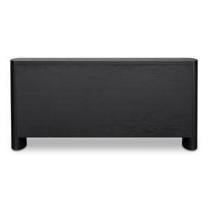 Moe's Home William Sideboard: Modern Herringbone Design With Parquetry Pattern For Stylish Storage Solutions Black Oak Veneer Over Mdf,Metal Handle Vl-1089-02