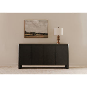 Moe's Home William Sideboard: Modern Herringbone Design With Parquetry Pattern For Stylish Storage Solutions Black Oak Veneer Over Mdf,Metal Handle Vl-1089-02