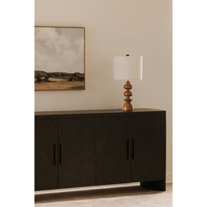 Moe's Home William Sideboard: Modern Herringbone Design With Parquetry Pattern For Stylish Storage Solutions Black Oak Veneer Over Mdf,Metal Handle Vl-1089-02