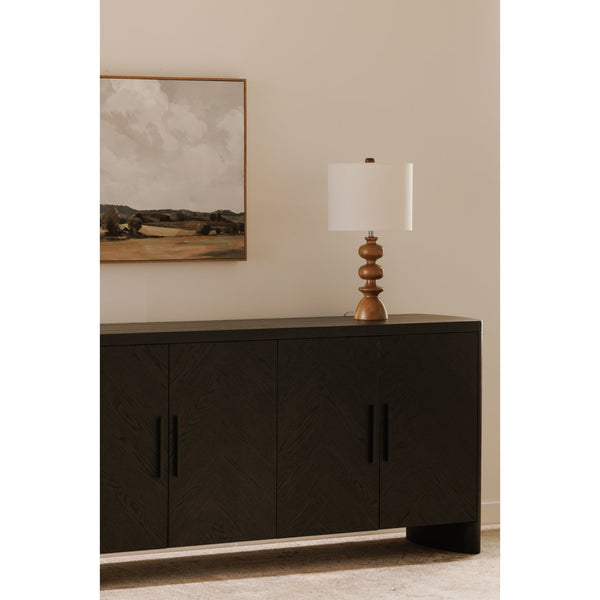 Moe's Home William Sideboard: Modern Herringbone Design With Parquetry Pattern For Stylish Storage Solutions Black Oak Veneer Over Mdf,Metal Handle Vl-1089-02