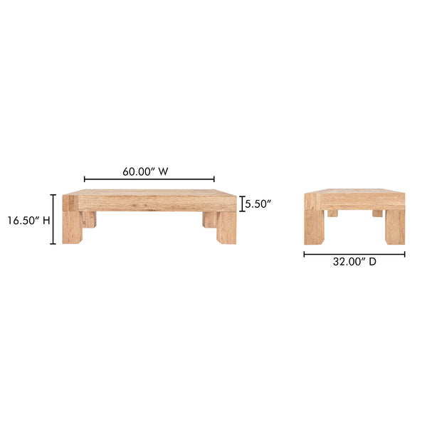 Moe's Home Evander Coffee Table - Rustic Elegance In Reclaimed Oak With Unique Grains And Contemporary Design Natural Reclaimed Oak,Plywood Vl-1091-24