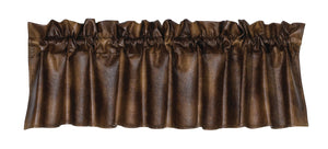 Hiend Accents Two-toned Faux Leather Valance - Rustic Elegance For Your Home Décor With Sophisticated Style Brown 100% Polyester Vl1005