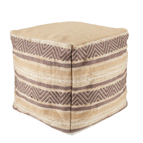 Jaipur Living Jaipur Living Vilano Handwoven Striped Cube Pouf for Indoor Outdoor Boho Decor POF100500