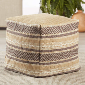 Jaipur Living Jaipur Living Vilano Handwoven Striped Cube Pouf for Indoor Outdoor Boho Decor POF100500