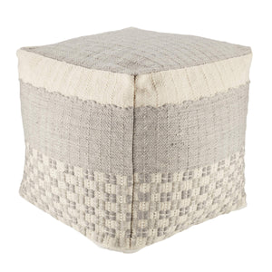 Jaipur Living Jaipur Living Seaton Handwoven Geometric Pouf Indoor Outdoor Neutral Cube Footrest Slate POF100501