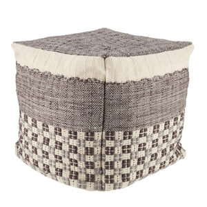 Jaipur Living Jaipur Living Seaton Handwoven Geometric Pouf Indoor Outdoor Neutral Cube Footrest Gray POF100502