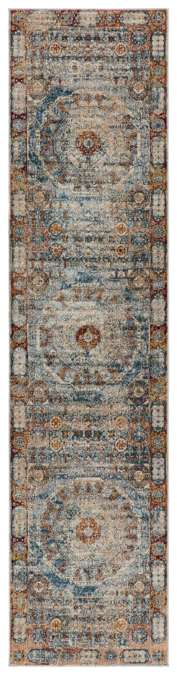 Jaipur Living Jaipur Living Arcadia Persian Medallion Runner Rug Distressed High-low Pile Hallway Blue/Red RUG151337