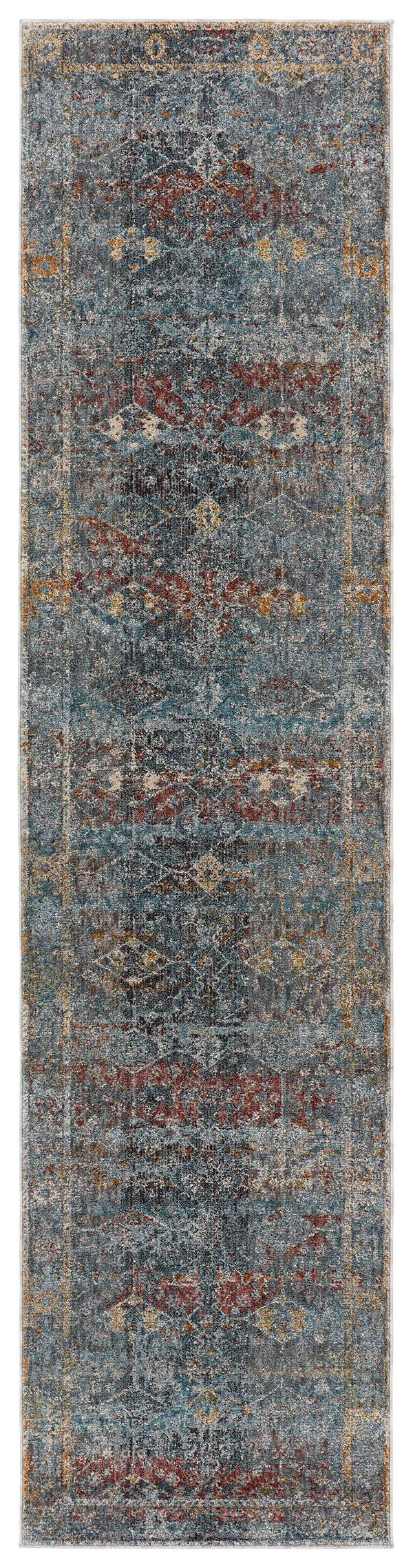 Jaipur Living Jaipur Living Thessaly Distressed Medallion Runner Rug Vintage Polyester Hallway Accent Dark Blue 2'5" X 10' RUG151357
