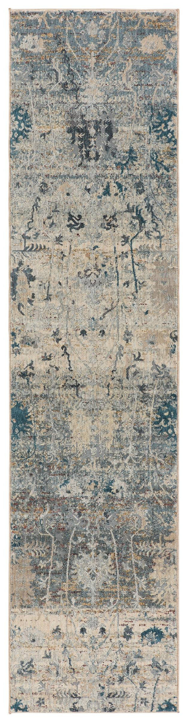 Jaipur Living Jaipur Living Ozella Distressed Floral Polyester Viscose Rug for Bohemian Rooms Gray 2'5" X 10' RUG151329