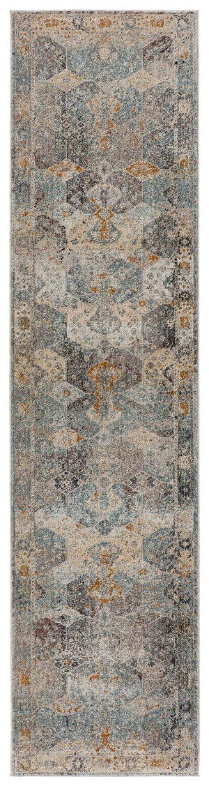 Jaipur Living Jaipur Living Thessaly Distressed Medallion Runner Rug Vintage Polyester Hallway Accent Blue 2'5" X 10' RUG151349
