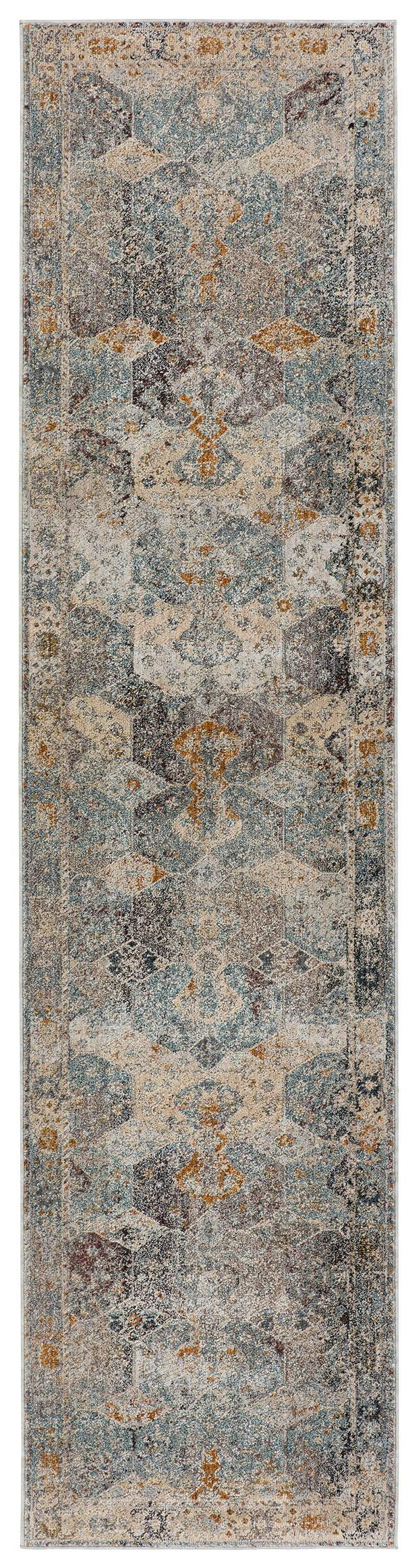 Jaipur Living Jaipur Living Thessaly Distressed Medallion Runner Rug Vintage Polyester Hallway Accent Blue 2'5" X 10' RUG151349