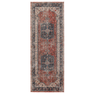 Jaipur Living Vibe by Jaipur Living Temple Medallion Runner Rug Distressed Vintage Entryway Accent Gray 3' X 8' RUG151218