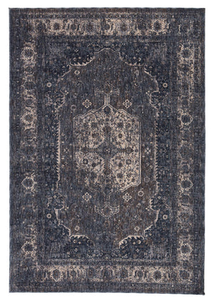 Jaipur Living Vibe by Jaipur Living Temple Medallion Runner Rug Distressed Vintage Entryway Accent Blue 9' X 13' RUG147195