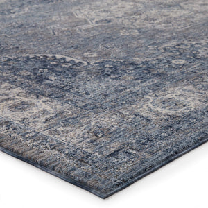 Jaipur Living Vibe by Jaipur Living Temple Medallion Runner Rug Distressed Vintage Entryway Accent Blue 9' X 13' RUG147195