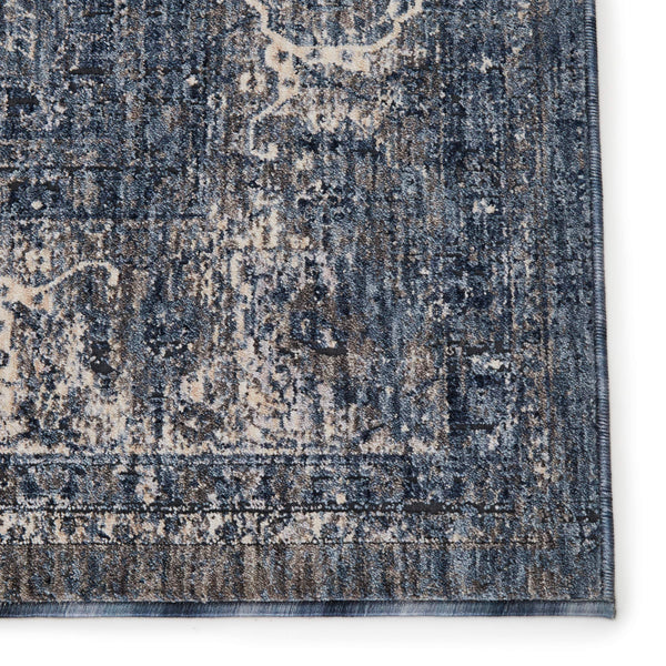 Jaipur Living Vibe by Jaipur Living Temple Medallion Runner Rug Distressed Vintage Entryway Accent Blue 9' X 13' RUG147195