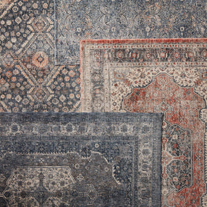 Jaipur Living Vibe by Jaipur Living Temple Medallion Runner Rug Distressed Vintage Entryway Accent Blue 9' X 13' RUG147195