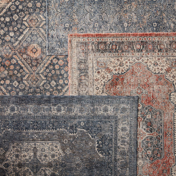 Jaipur Living Vibe by Jaipur Living Temple Medallion Runner Rug Distressed Vintage Entryway Accent Blue 9' X 13' RUG147195