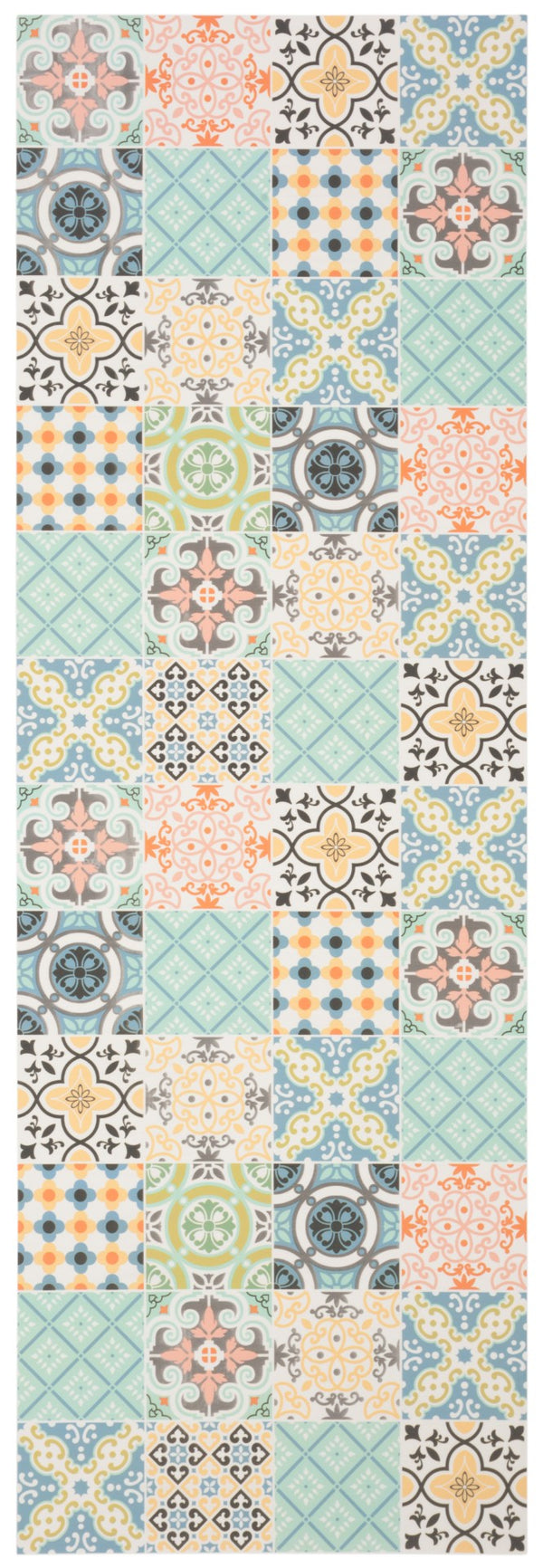 Safavieh Vinyl Area Rug - Elegant & Durable Design With Artistic Patterns For Modern And Classic Spaces Blue ,Yellow Polyvinyl Chloride (Pvc) Vnf112m-6