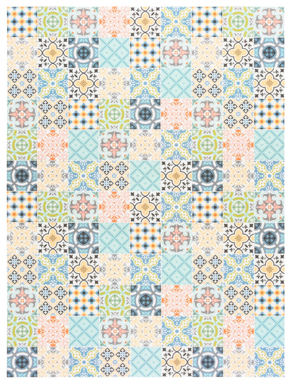 Safavieh Vinyl Area Rug - Elegant & Durable Design With Artistic Patterns For Modern And Classic Spaces Blue ,Yellow Polyvinyl Chloride (Pvc) Vnf112m-6