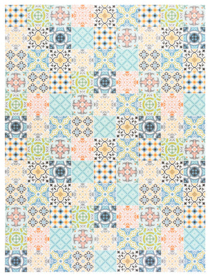 Safavieh Vinyl Area Rug - Elegant & Durable Design With Artistic Patterns For Modern And Classic Spaces Blue ,Yellow Polyvinyl Chloride (Pvc) Vnf112m-6