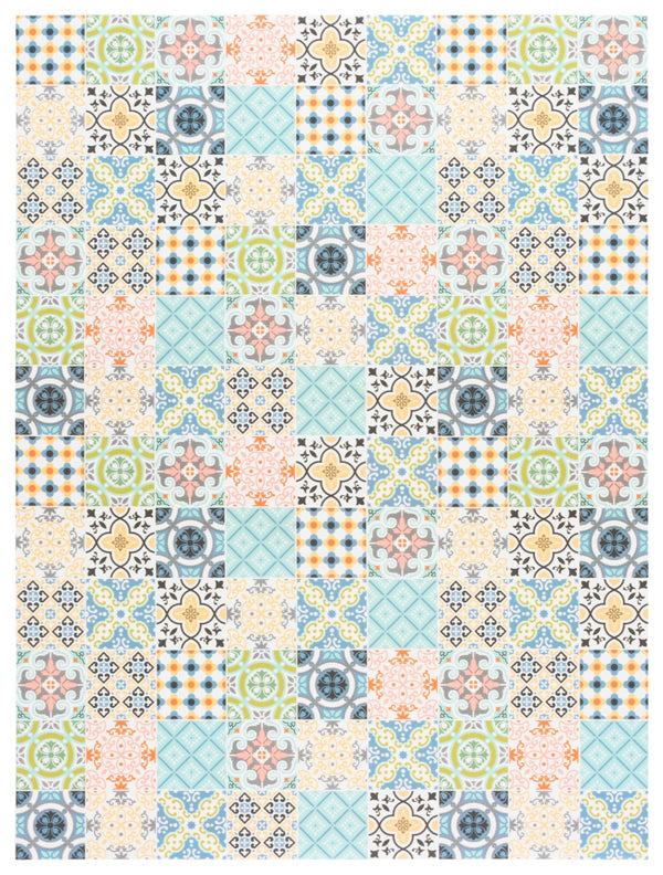 Safavieh Vinyl Area Rug - Elegant & Durable Design With Artistic Patterns For Modern And Classic Spaces Blue ,Yellow Polyvinyl Chloride (Pvc) Vnf112m-6