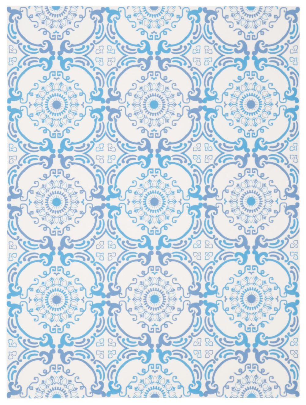 Safavieh Vinyl Floor Area Rug With Elegant Medallion Design – Durable Pvc For High-traffic Spaces, Easy Care Blue ,Ivory Polyvinyl Chloride (Pvc) Vnf113m-6