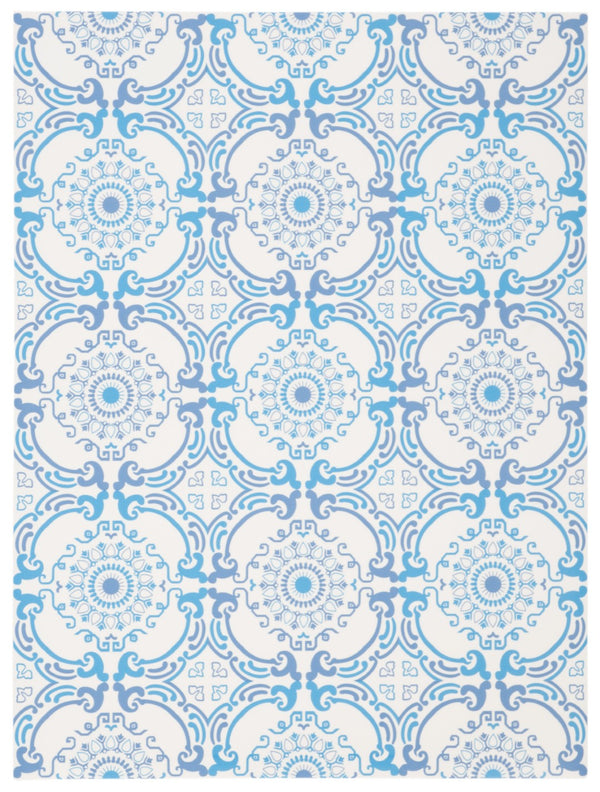 Safavieh Vinyl Floor Area Rug With Elegant Medallion Design – Durable Pvc For High-traffic Spaces, Easy Care Blue ,Ivory Polyvinyl Chloride (Pvc) Vnf113m-6
