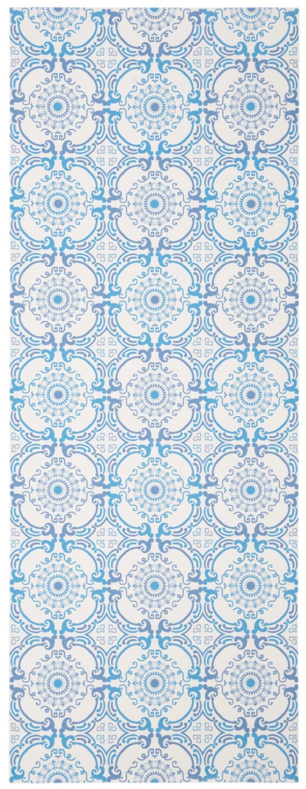 Safavieh Vinyl Floor Area Rug With Elegant Medallion Design – Durable Pvc For High-traffic Spaces, Easy Care Blue ,Ivory Polyvinyl Chloride (Pvc) Vnf113m-6