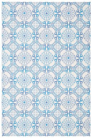 Safavieh Vinyl Floor Area Rug With Elegant Medallion Design – Durable Pvc For High-traffic Spaces, Easy Care Blue ,Ivory Polyvinyl Chloride (Pvc) Vnf113m-6