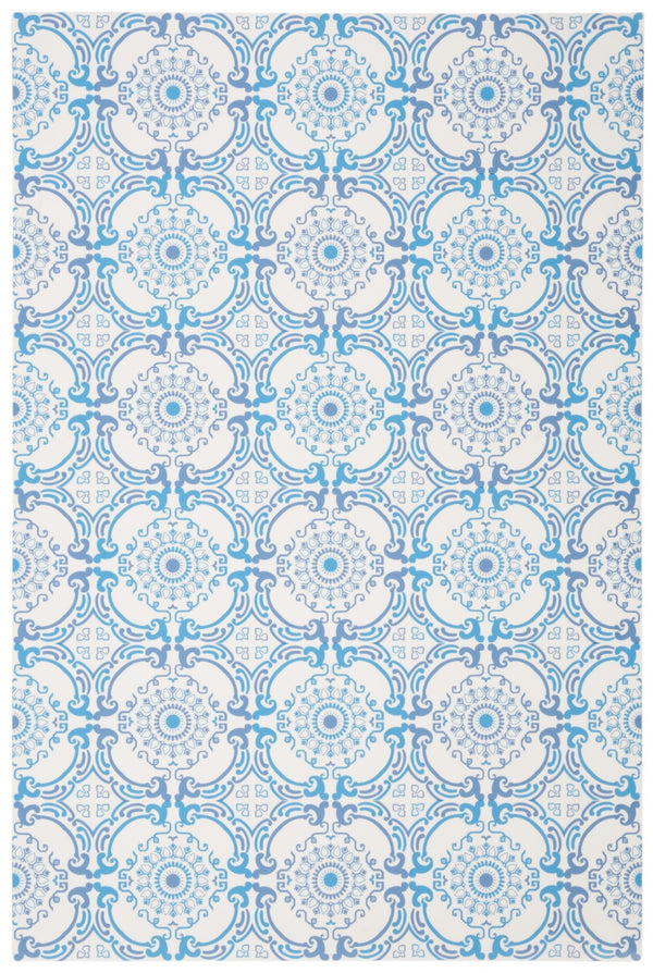 Safavieh Vinyl Floor Area Rug With Elegant Medallion Design – Durable Pvc For High-traffic Spaces, Easy Care Blue ,Ivory Polyvinyl Chloride (Pvc) Vnf113m-6