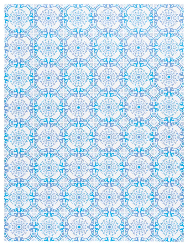 Safavieh Vinyl Floor Area Rug With Elegant Medallion Design – Durable Pvc For High-traffic Spaces, Easy Care Blue ,Ivory Polyvinyl Chloride (Pvc) Vnf113m-6