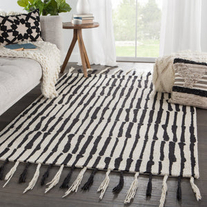 Jaipur Living Vera By Nikki Chu Saville Vnk08 Tufted Handmade 100% Wool Contemporary/Modern Tribal Indoor Rug Black, Ivory 100% Wool, 100% Cotton Rug145420