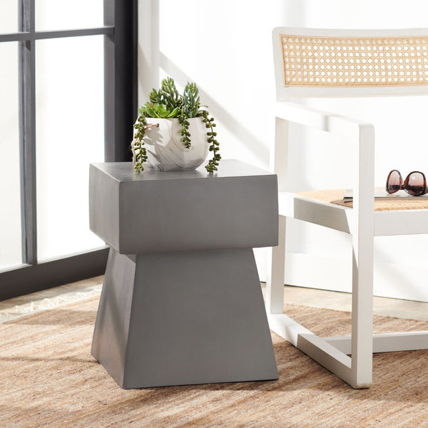 Safavieh ZEN Indoor/Outdoor Mushroom Accent Stool – Modern Concrete Design for Stylish Spaces & Durability Dark Grey VNN1000A