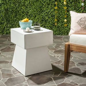 Safavieh ZEN Indoor/Outdoor Mushroom Accent Stool – Modern Concrete Design for Stylish Spaces & Durability Ivory VNN1000B