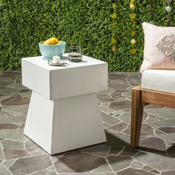 Safavieh ZEN Indoor/Outdoor Mushroom Accent Stool – Modern Concrete Design for Stylish Spaces & Durability Ivory VNN1000B