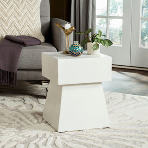 Safavieh ZEN Indoor/Outdoor Mushroom Accent Stool – Modern Concrete Design for Stylish Spaces & Durability Ivory VNN1000B
