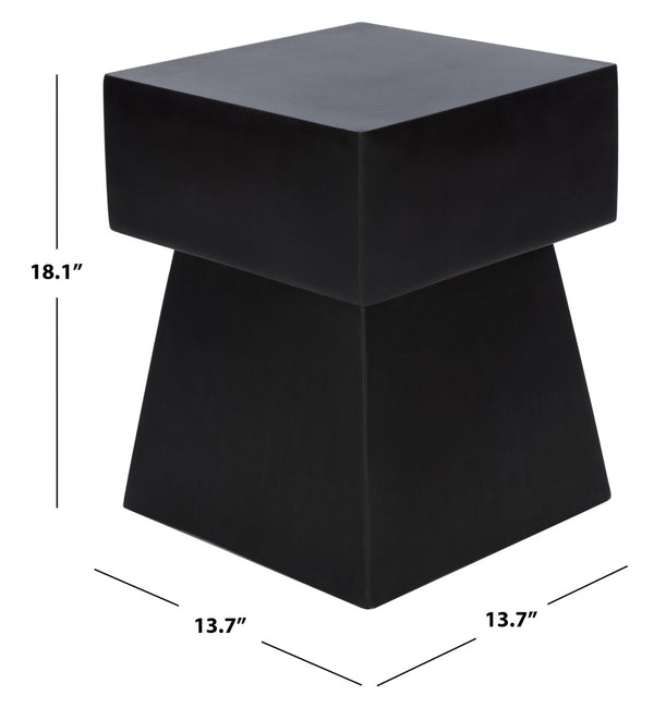 Safavieh ZEN Indoor/Outdoor Mushroom Accent Stool – Modern Concrete Design for Stylish Spaces & Durability Black VNN1000C