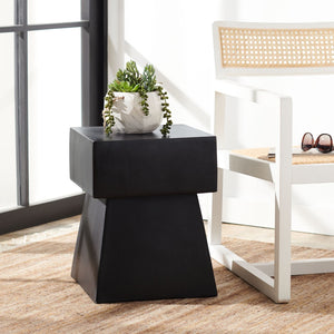 Safavieh ZEN Indoor/Outdoor Mushroom Accent Stool – Modern Concrete Design for Stylish Spaces & Durability Black VNN1000C