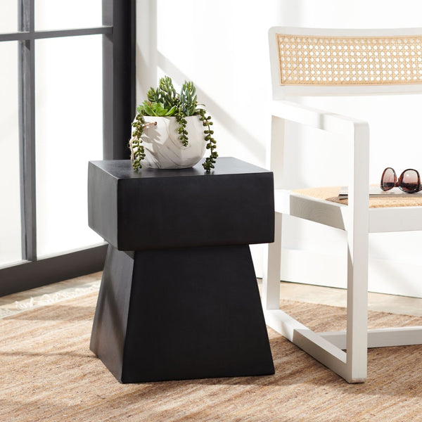 Safavieh ZEN Indoor/Outdoor Mushroom Accent Stool – Modern Concrete Design for Stylish Spaces & Durability Black VNN1000C