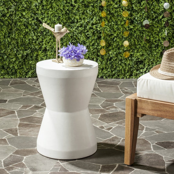 Safavieh TORRE Contemporary Concrete Accent Stool – Stylish Multi-Purpose Design for Indoor & Outdoor Use Ivory VNN1001B