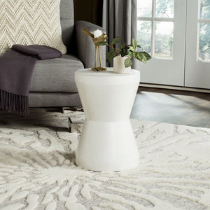 Safavieh TORRE Contemporary Concrete Accent Stool – Stylish Multi-Purpose Design for Indoor & Outdoor Use Ivory VNN1001B