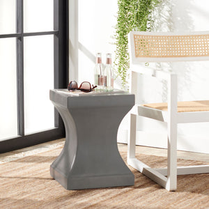 Safavieh CURBY Concrete Accent Stool - Stylish Industrial Chic for Indoor & Outdoor Spaces, Versatile Design Dark Grey VNN1002A