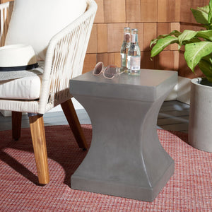 Safavieh CURBY Concrete Accent Stool - Stylish Industrial Chic for Indoor & Outdoor Spaces, Versatile Design Dark Grey VNN1002A