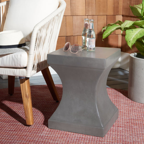 Safavieh CURBY Concrete Accent Stool - Stylish Industrial Chic for Indoor & Outdoor Spaces, Versatile Design Dark Grey VNN1002A