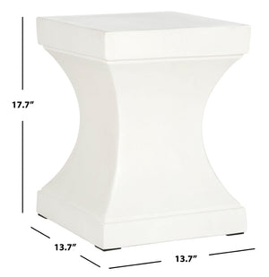 Safavieh CURBY Concrete Accent Stool - Stylish Industrial Chic for Indoor & Outdoor Spaces, Versatile Design Ivory VNN1002B