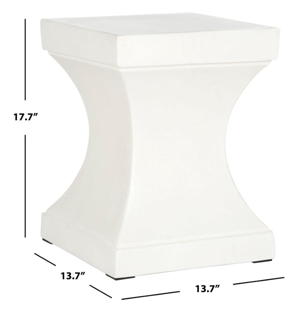 Safavieh CURBY Concrete Accent Stool - Stylish Industrial Chic for Indoor & Outdoor Spaces, Versatile Design Ivory VNN1002B