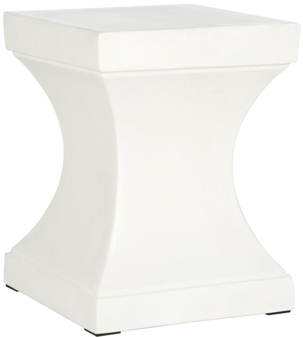 Safavieh CURBY Concrete Accent Stool - Stylish Industrial Chic for Indoor & Outdoor Spaces, Versatile Design Ivory VNN1002B